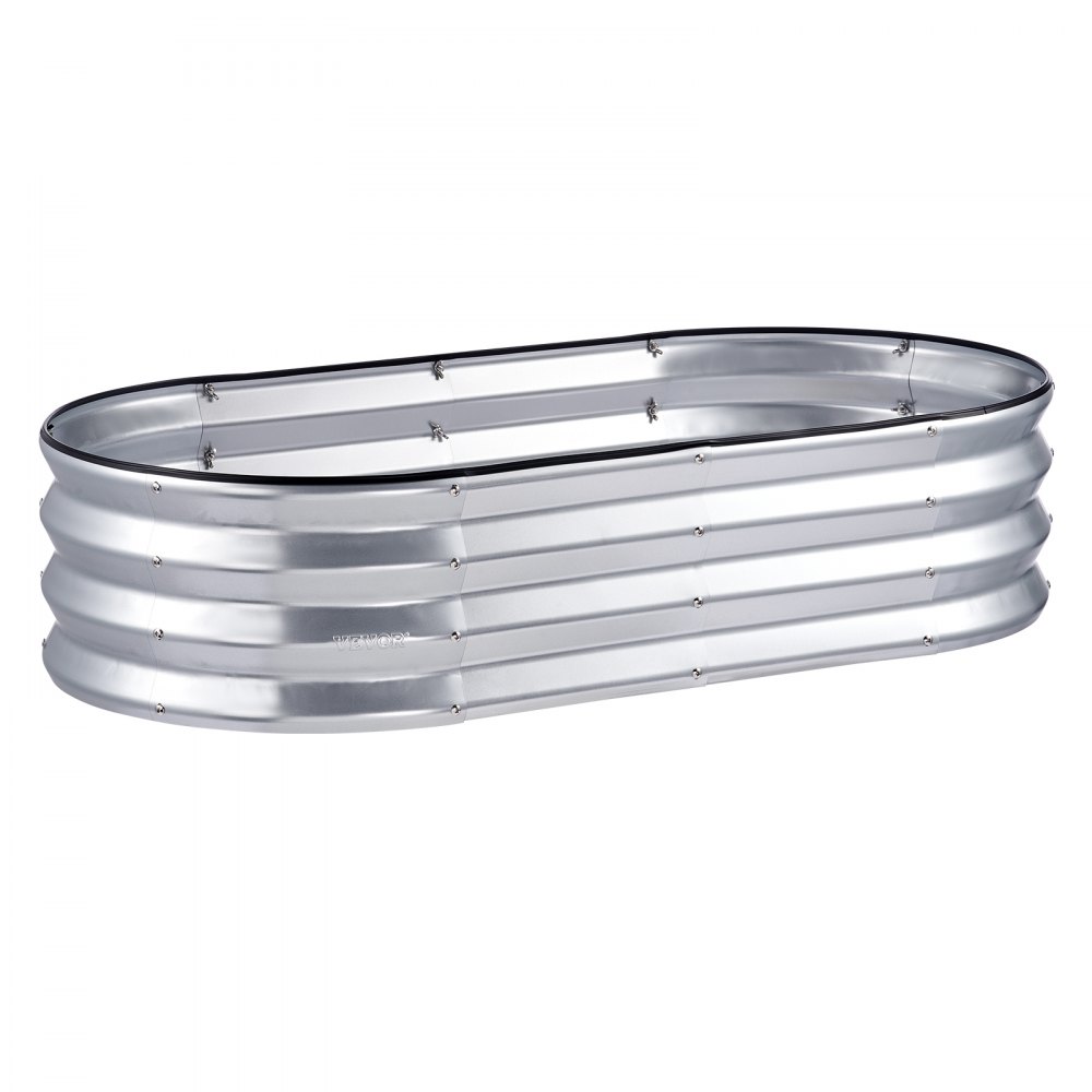 VEVOR verhoogde plantenbak bloembak tuinbak terrasmoestuin tuinbed plantbed zilver 120x60x30cm gegalvaniseerd metaal ideaal voor het kweken van groenten, fruit, kruiden, enz.