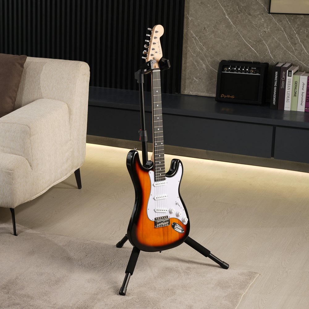 VEVOR Tripod Guitar Stand, 33 lbs/15 kg Load Capacity, Floor-Standing Foldable Guitar Stand Display Rack with 35.4-47.2 in/900-1200 mm Adjustable Height, for Guitar Acoustic Electric Classical Bass