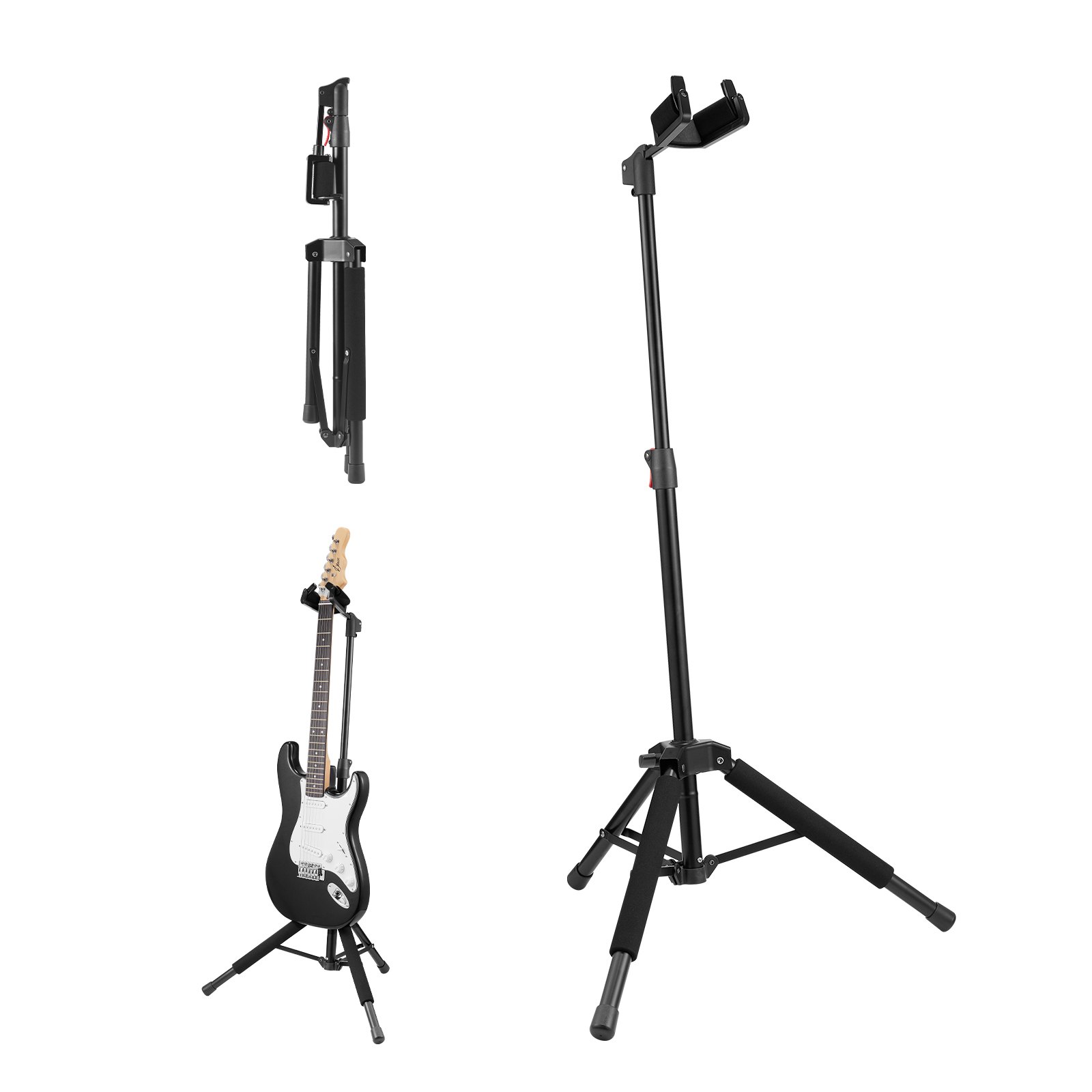 VEVOR Tripod Guitar Stand, 33 lbs/15 kg Load Capacity, Floor-Standing Foldable Guitar Stand Display Rack with 35.4-47.2 in/900-1200 mm Adjustable Height, for Guitar Acoustic Electric Classical Bass