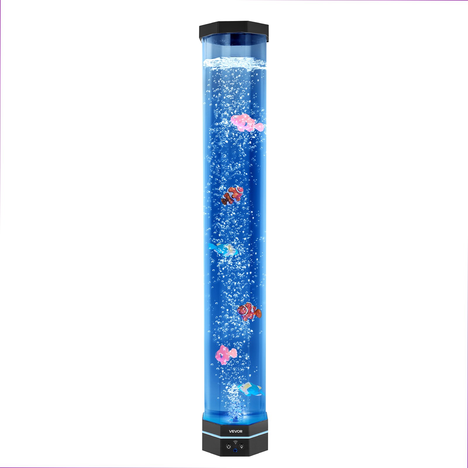 VEVOR Lavalamp met 6 drijvende vissen, 80 cm bubbellamp, 16 kleurveranderende lichteffecten, afstandsbediening, sfeerverlichting, aquariumnachtlampje voor slaapkamer, woonkamer en huisdecoratie