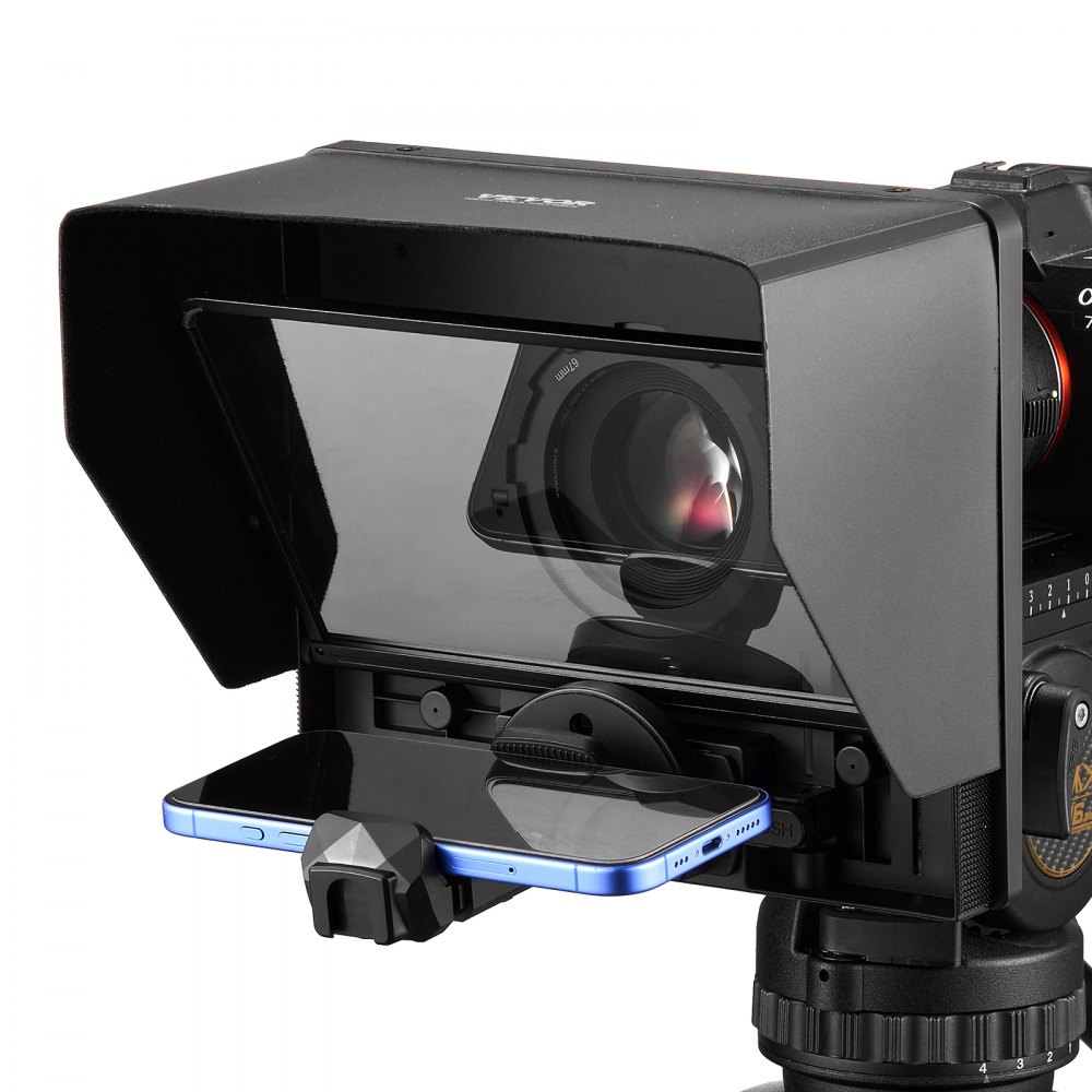 VEVOR Teleprompter, 10-inch aluminiumlegering desktop prompter met hoekspectroscoop, afstandsbediening, compatibel met iOS/Android, voor camera, tablet en smartphone, video-opname/livestreaming