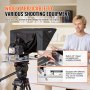 VEVOR Teleprompter, 16" aluminiumlegering standaard met verstelbare hoek spectroscoop, afstandsbediening, compatibel met iOS/Android, voor camera, tablet, smartphone, video-opname/livestreaming
