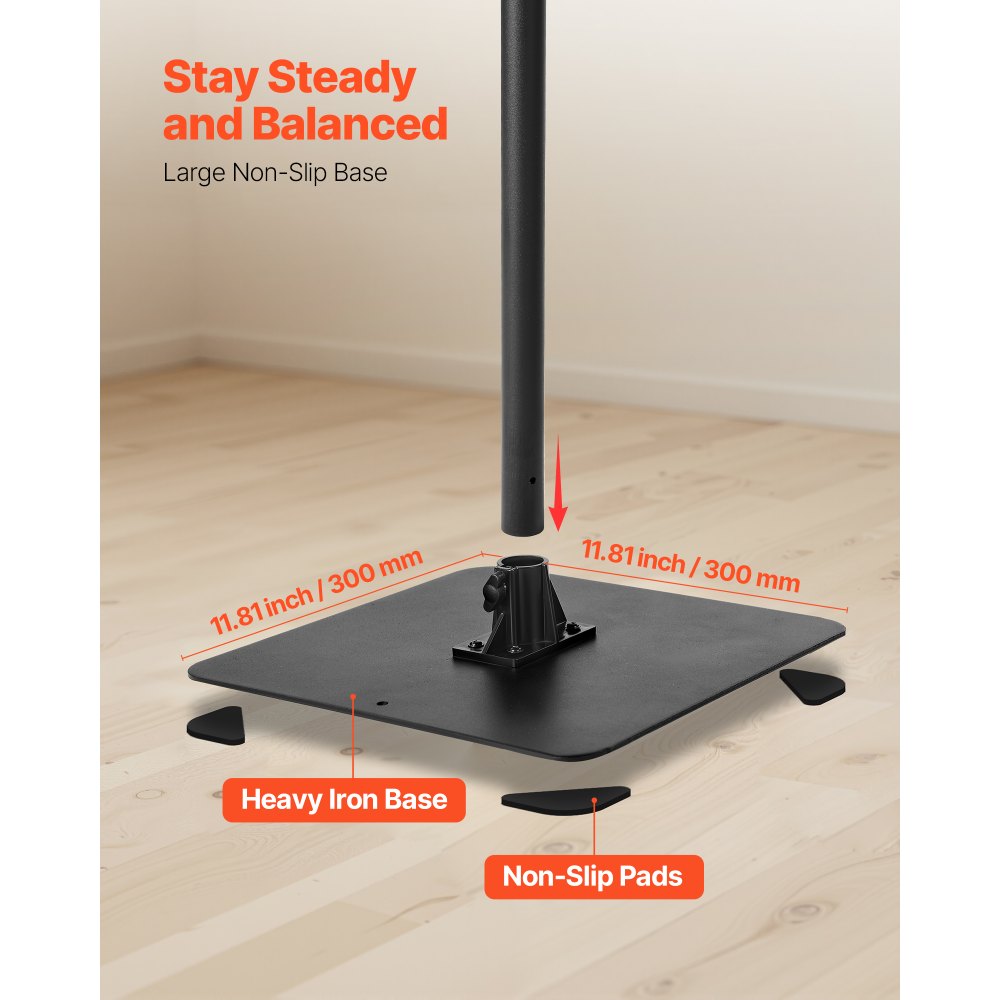 VEVOR Projectorstandaard, in hoogte verstelbaar 72-157 cm, 360° horizontaal draaibare vloerstandaard voor projectoren, multifunctionele standaard voor vergaderingen, buitenfilms, 30 x 40 x 157 cm