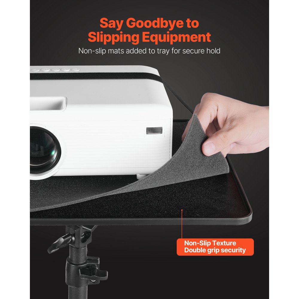 VEVOR Projectorstandaard, in hoogte verstelbaar 86-136 cm, vloerstandaard voor laptops en projectoren, multifunctionele standaard voor vergaderingen, projectiewagen/videostandaard 50 x 45 x 136 cm