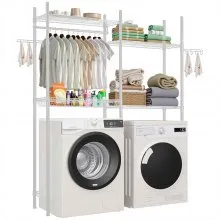 VEVOR Opbergrek boven wasmachine/droger, dubbele rij, 4 lagen, wit
