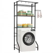 VEVOR Opbergrek boven wasmachine/droger, enkele rij, 3 lagen, zwart