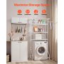 VEVOR Over Washer and Dryer Storage Shelf, 3 Tiers Laundry Room Drying Rack with Hanger Rod and Hooks, Single Row Adjustable Washer Shelves Space Saver, for Laundry Room Storage & Organization, White