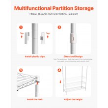 VEVOR Over Washer and Dryer Storage Shelf Single Row 3 Tiers Washer Rack White