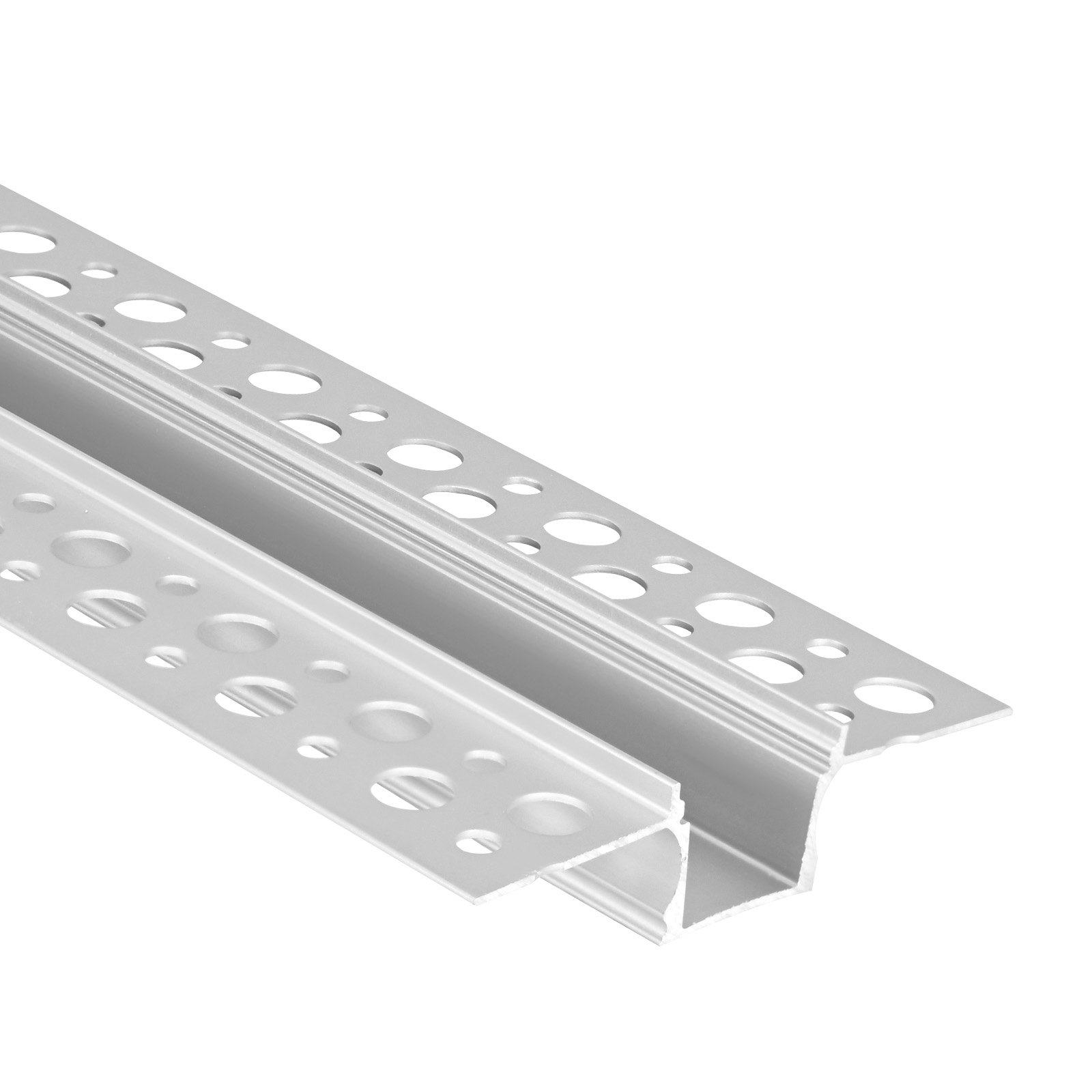 VEVOR LED-profiel 10-pack 2 m, geanodiseerd gipsplaatprofiel met melkwitte afdekking, eindkappen en montageclips, plafondprofiel, diffuserinstallatie in gipsplaat, aluminium profielen voor wand en plafond