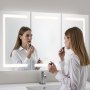 VEVOR Lighted Medicine Cabinet with Mirror, 100 x 60 cm Wall-Mounted, 3 Color Dimmable LED Bathroom Medicine Cabinet with Tempered Glass Mirror, Memory Function/2 Adjustable Shelves/ Outlets & USBs