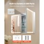 VEVOR Lighted Medicine Cabinet with Mirror, 60 x 80 cm Wall-Mounted, 3 Color Dimmable LED Bathroom Medicine Cabinet with HD Mirror, Memory Function/Adjustable Shelves Storage/ Outlets & USBs