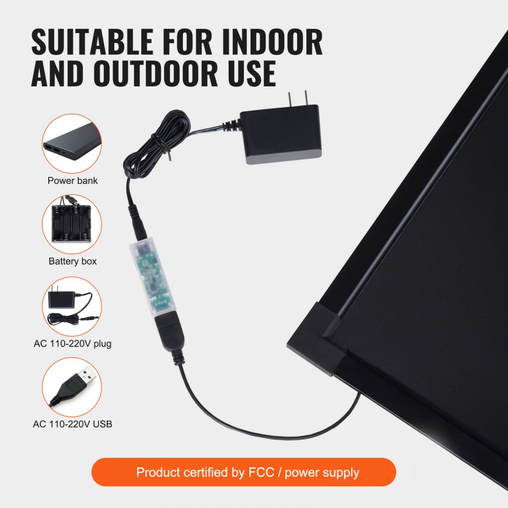 VEVOR LED-berichtenbord, verlicht, uitwisbaar schrijfbord, menubord met neoneffect, inclusief 8 fluorescerende krijtstiften en afstandsbediening, voor bruiloften en evenementen, 302 x 405 mm