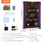 VEVOR LED-berichtenbord, verlicht, uitwisbaar schrijfbord, menubord met neoneffect, inclusief 8 fluorescerende krijtstiften en afstandsbediening, voor bruiloften en evenementen, 302 x 405 mm