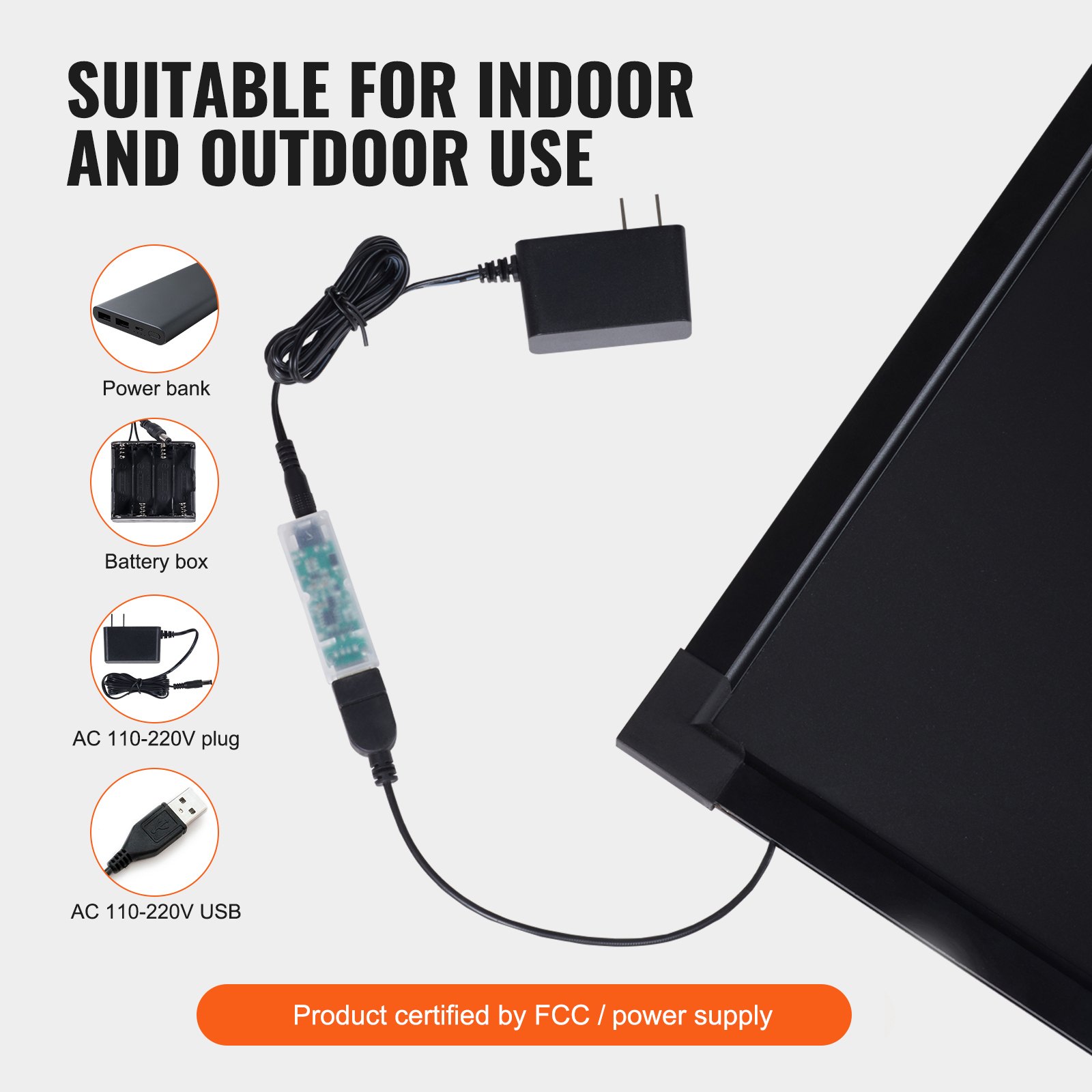 VEVOR LED-berichtenbord, verlicht, uitwisbaar schrijfbord, menubord met neoneffect, inclusief 8 fluorescerende krijtstiften en afstandsbediening, voor bruiloften en evenementen, 302 x 405 mm