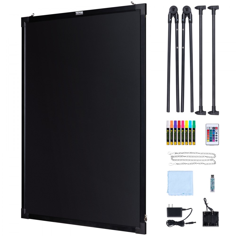 VEVOR LED Message Writing Board, 32"x24" Illuminated Erasable Lighted Chalkboard, Neon Effect Menu Sign Board, Drawing Board with 8 Fluorescent Chalk Markers and Remote Contro Tested toStandards