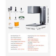 VEVOR Draagbare Lasergraveur 600 mm/s 5w Hoge Snelheid Draagbare Graveermachine 3,14'' X 3,14'' Graveergebied Compatibel Met Android, Ios En Windows Voor Metaal Enkele Blauwe Laser Hout Leer Acryl Vezel Sieraden Glas