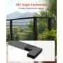 VEVOR 2 Pack Corner Connectors for Handrail, Extension Stair Railing Accessories, POM Hand Rail Connector Fittings for Rectangular Cable Railing, Deck Cable Rail System Outdoor, Matte Black, HT-05