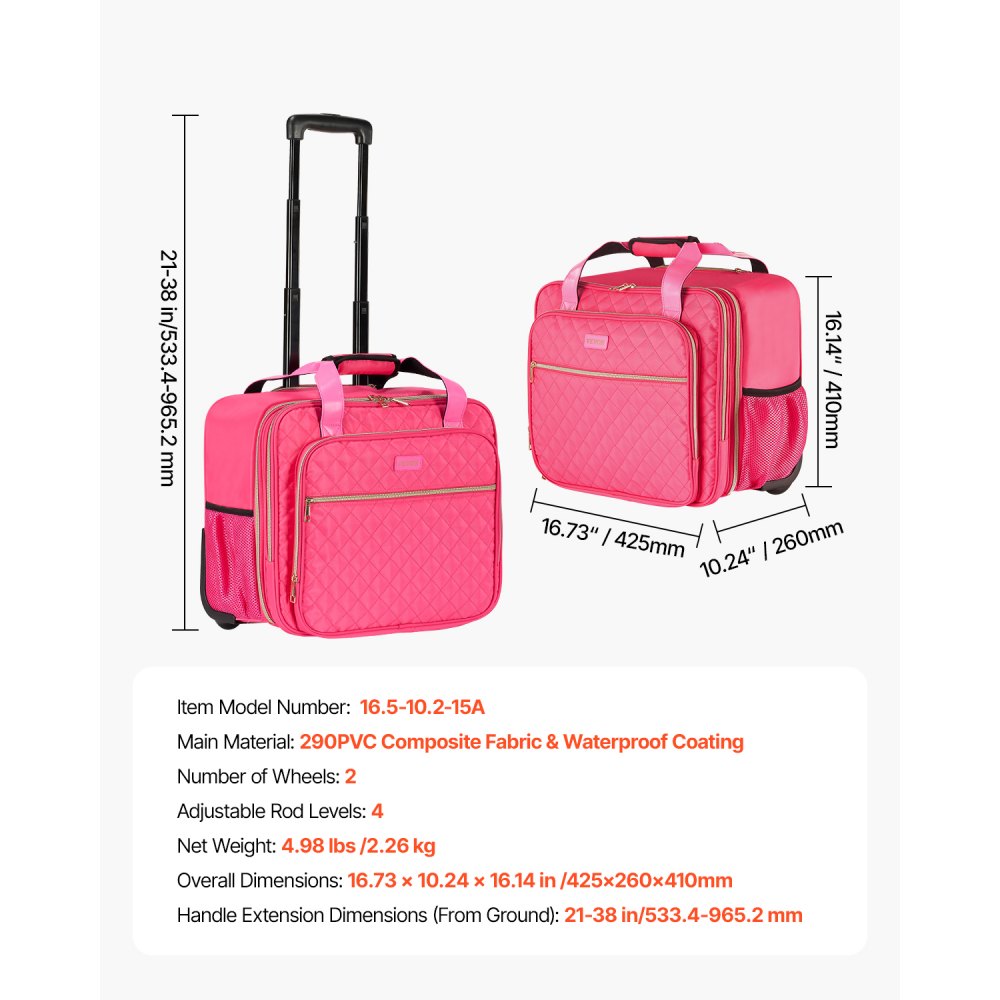 VEVOR Laptop Notebook Trolley Aktetas Notebooktas 17,3 inch (43,9 cm) Roze