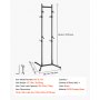 VEVOR Fietsenrek, verticaal fietsenrek voor 4 fietsen, zwart, frame van koolstofstaal, in hoogte verstelbare haken, vrijstaand en zonder boren te monteren, max. draagvermogen 70 kg, universeel voor mountainbikes en racefietsen