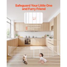 VEVOR Baby Gate Hondenhekje Scheiding 711mm Hoogte 4877mm Breedte Wit Opvouwbaar