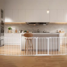 VEVOR Baby Gate Hondenhekje Scheiding 711mm Hoogte 4877mm Breedte Wit Opvouwbaar