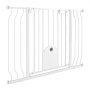 VEVOR Traphekje 75–111 cm Verstelbare breedte, Deurhekje met kattenluik, incl. druk- en wandmontageset, Kinderhekje, Babyhekje voor trappen, deuren en woonkamer, Wit