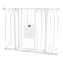 VEVOR Traphekje 75–111 cm Verstelbare breedte, Deurhekje met kattenluik, incl. druk- en wandmontageset, Kinderhekje, Babyhekje voor trappen, deuren en woonkamer, Wit