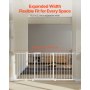 VEVOR Baby Gate, 60.6-63.3 Inches Adjustable Width, 30 Inches High Dog Gate, Easy Step Walk Thru, for Child Pet Security, Pressure Mount Kit, Wall Cups, One-Hand Open, for Stairs and Doorways, White