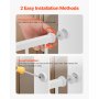 VEVOR Baby Gate, 60.6-63.3 Inches Adjustable Width, 30 Inches High Dog Gate, Easy Step Walk Thru, for Child Pet Security, Pressure Mount Kit, Wall Cups, One-Hand Open, for Stairs and Doorways, White