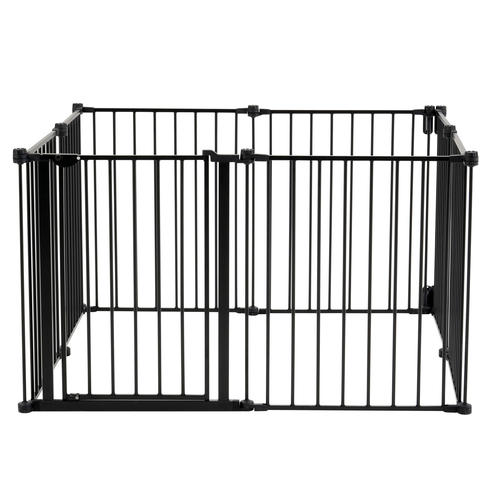 VEVOR Baby Gate, 192 Inches Extra Wide, 28 Inches High 8-Panel Foldable Dog Gate, for Child Pet Security, One-Hand Open, Install Between Two Walls or As a Fence, for Stairs and Doorways, Black