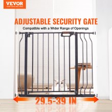 VEVOR Baby Gate, 29.5"-39" Extra Wide, 30" High, Dog Gate for Stairs Doorways and House, Easy Step Walk Thru Auto Close Child Gate Pet Security Gate with Pressure Mount Kit and Wall Mount Kit, Black
