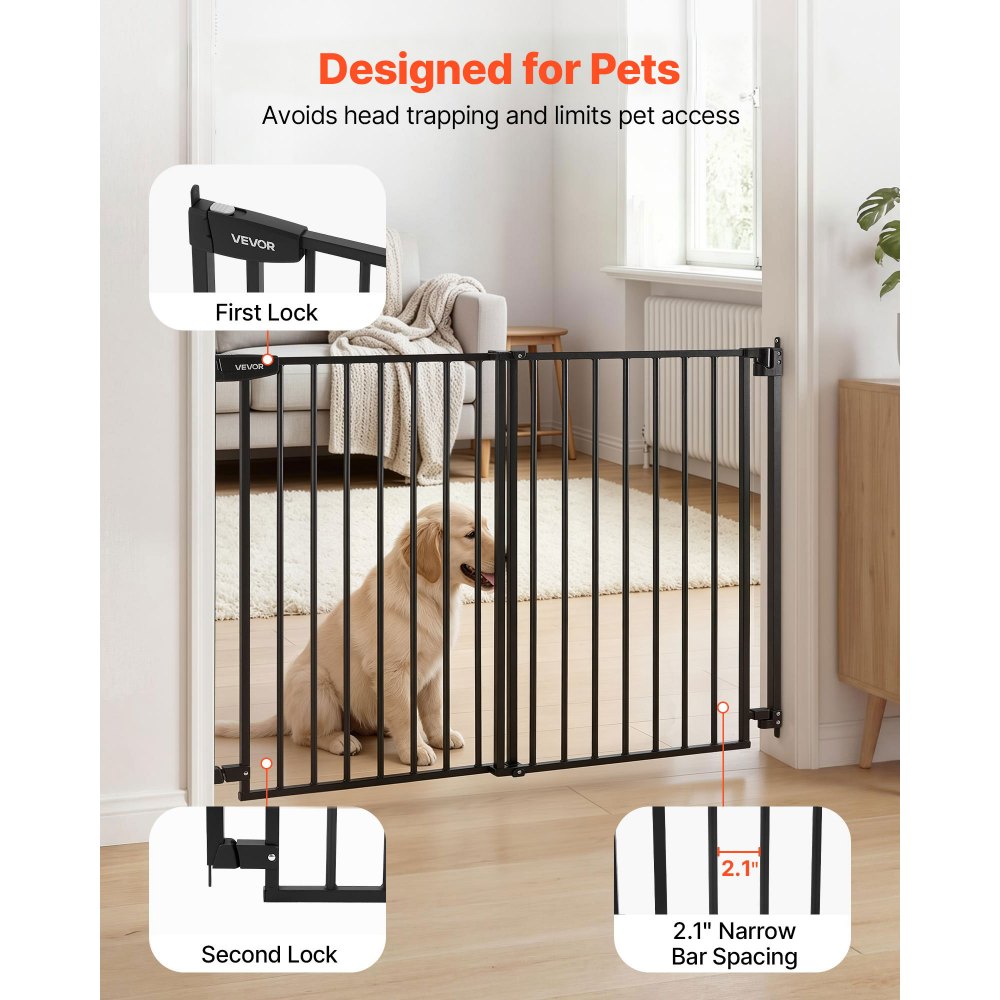 VEVOR Traphekje 778-1210 mm Verstelbare breedte, 760 mm Hoog Deurveiligheidshekje, Kinderveiligheidshekje met Boorset (zonder grondstang), Kinderveiligheidshekje voor trappen, deuropeningen en woonruimtes, Zwart