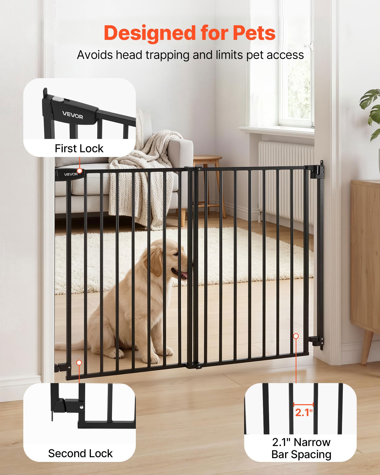 VEVOR Traphekje 778-1210 mm Verstelbare breedte, 760 mm Hoog Deurveiligheidshekje, Kinderveiligheidshekje met Boorset (zonder grondstang), Kinderveiligheidshekje voor trappen, deuropeningen en woonruimtes, Zwart