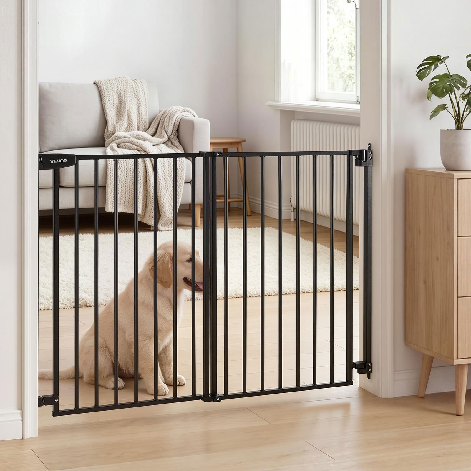 VEVOR Traphekje 778-1210 mm Verstelbare breedte, 760 mm Hoog Deurveiligheidshekje, Kinderveiligheidshekje met Boorset (zonder grondstang), Kinderveiligheidshekje voor trappen, deuropeningen en woonruimtes, Zwart