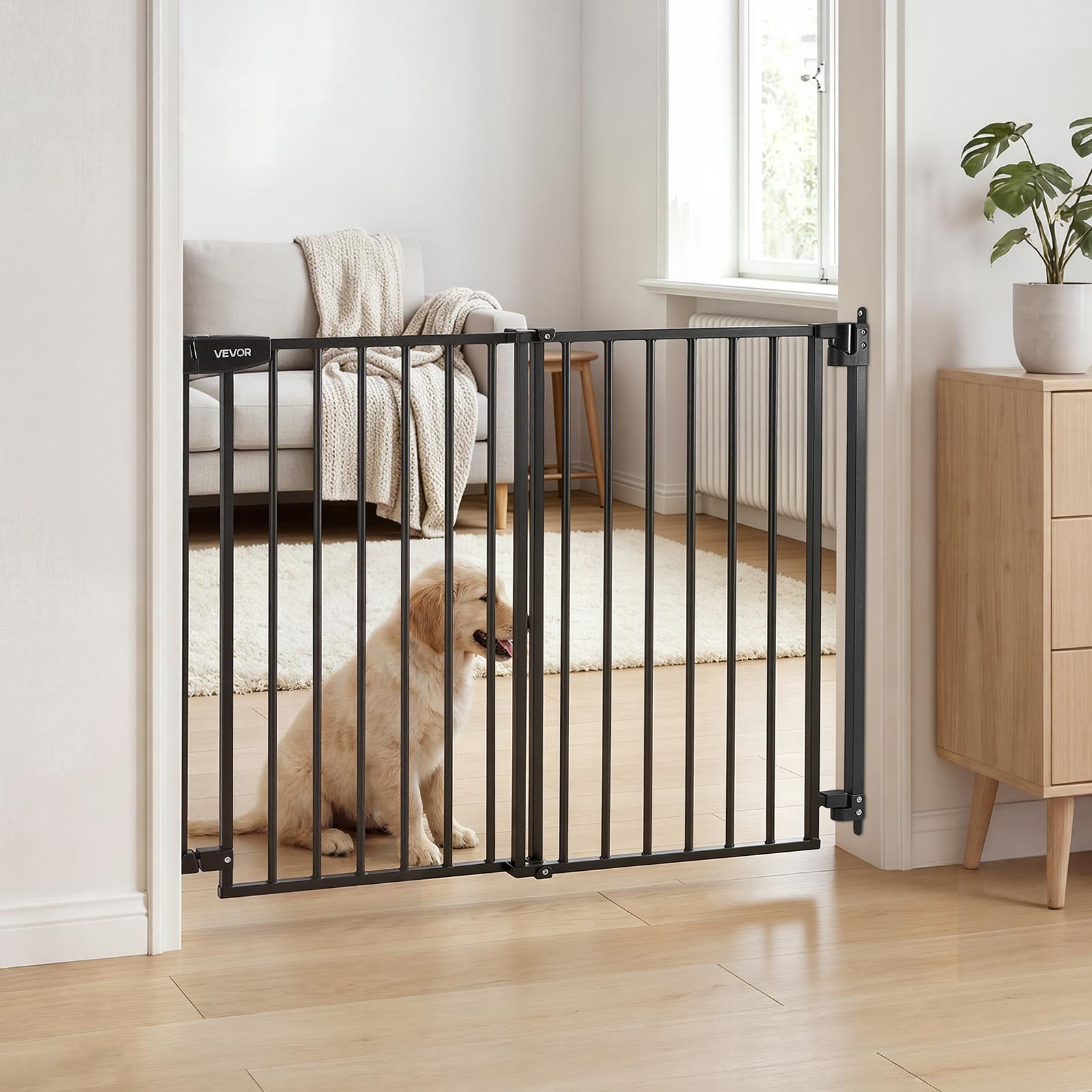 VEVOR Traphekje 720-1085 mm Verstelbare Breedte, 760 mm Hoog Deurhekje, Kinderveiligheidshekje met Boorset (zonder Grondstang), Kinderveiligheidshekje voor Trappen, Deuropeningen & Woonruimtes, Zwart