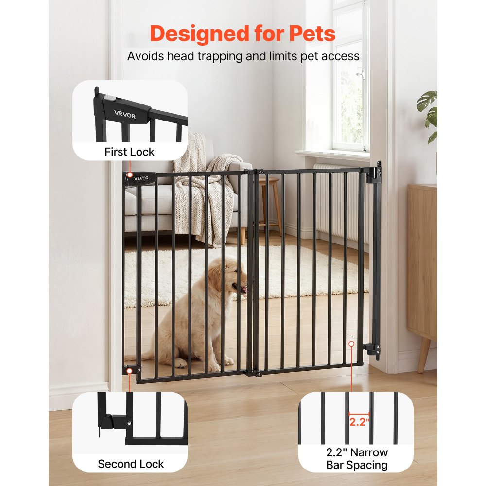 VEVOR Traphekje 720–1085 mm Verstelbare breedte, 920 mm Hoog Deurhekje, Kinderveiligheidshekje met Boorset (zonder grondstang), Kinderveiligheidshekje voor trappen, deuropeningen en woonruimtes, Zwart