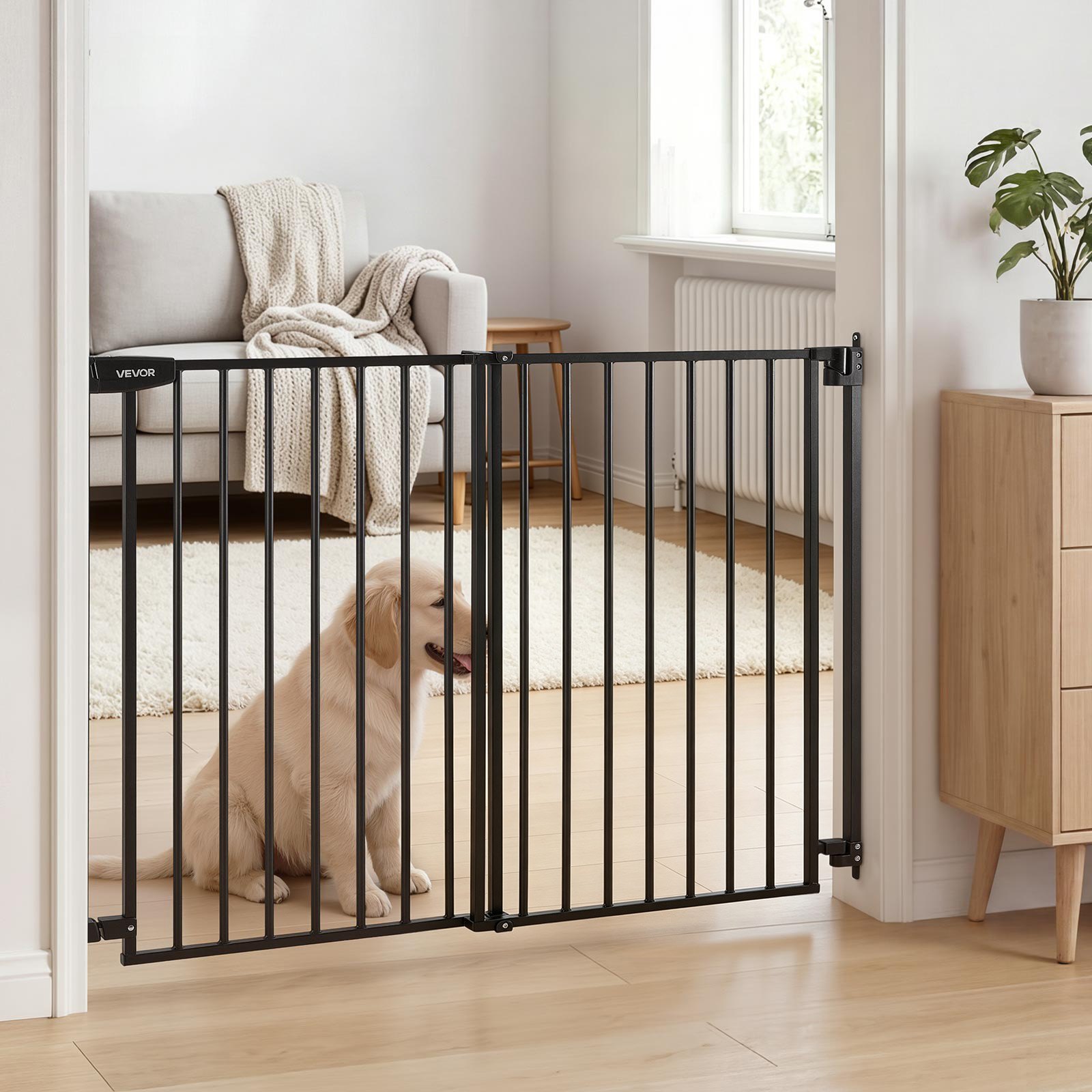 VEVOR Traphekje 778-1210 mm Verstelbare breedte, 920 mm Hoog Deurhekje, Kinderveiligheidshekje met Boorset (zonder grondstang), Kinderveiligheidshekje voor trappen, deuropeningen en woonruimtes, Zwart