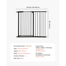 VEVOR Baby Gate Hondenhekje Scheiding 65-121,9 cm Verstelbare Breedte Zwart