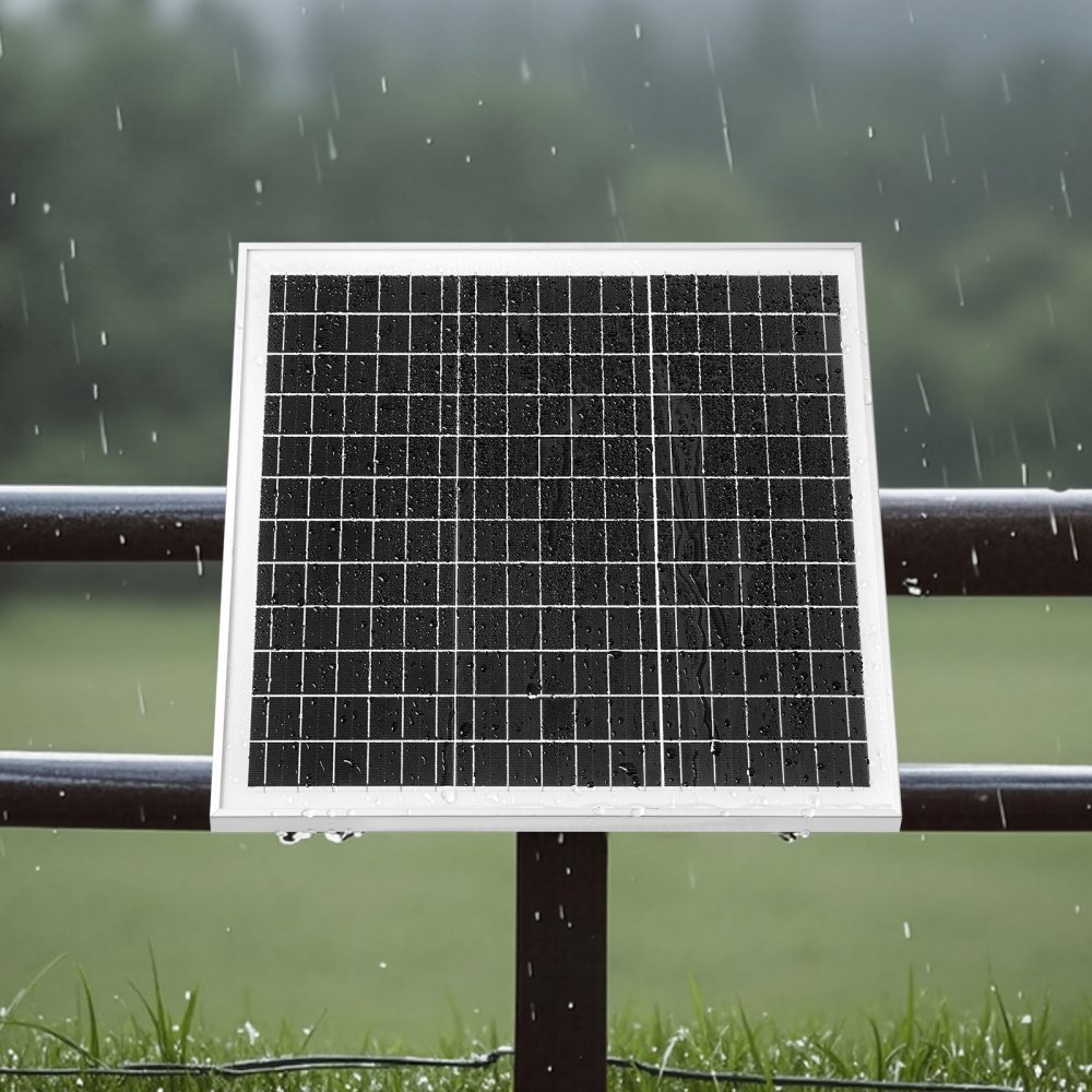VEVOR 12V monokristallijn zonnepaneelset 20W, acculader met ingebouwde controller en paalbevestiging, IP65 waterdicht voor poort, hek, boerderij, gazon (past op palen van 40-80 mm)