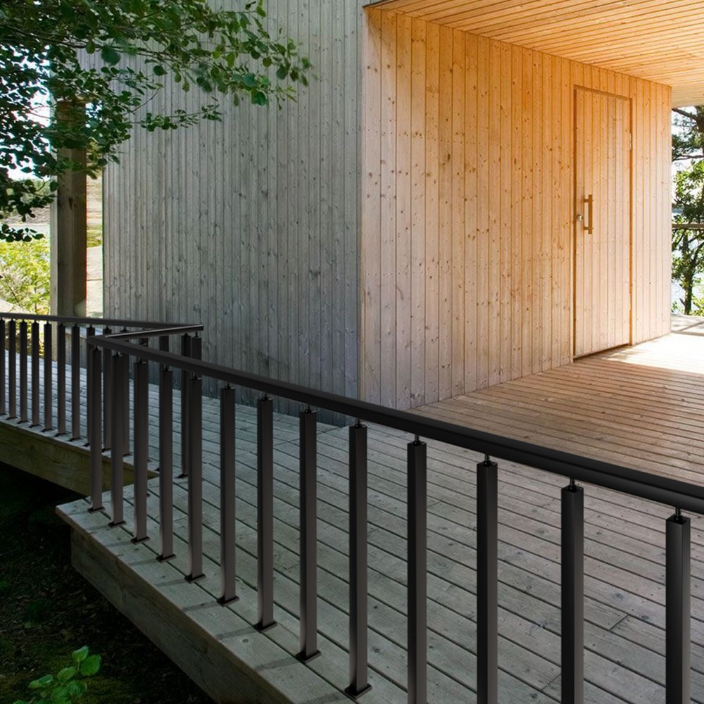 VEVOR kabelleuningpaal, 106,7 x 4,97 x 4,97 cm, vlakke stalen leuningpaal voor terras, zonder gaten, SUS304 roestvrijstalen kabelleuningpaal, trapleuningpaal met horizontale en gebogen beugel