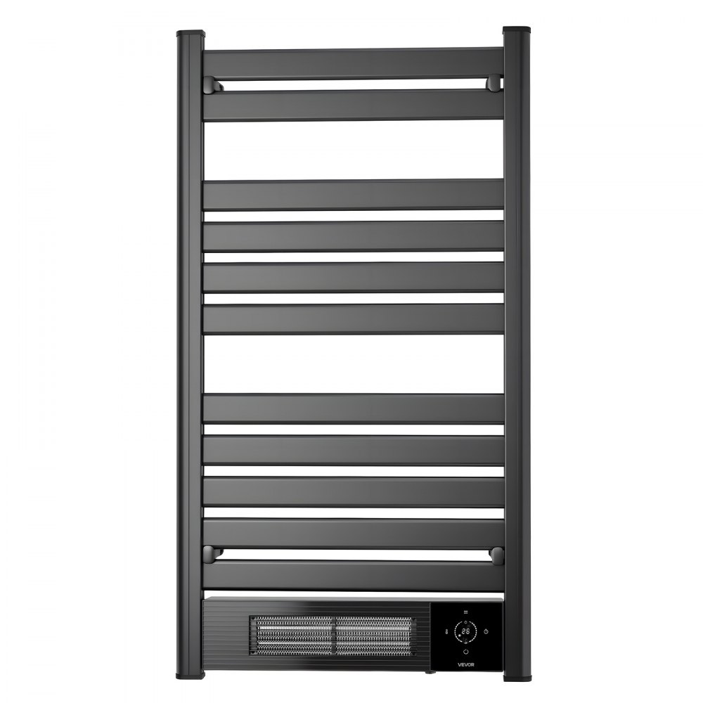 VEVOR elektrische badkamerradiator, 11 stangen, handdoekradiator, 550x1015 mm, zwart, handdoekverwarmer, afstandsbediening en app met touchscreen, 0-24-uurs timer, temperatuurbereik van 5 tot 40 °C, IPX4 waterdicht