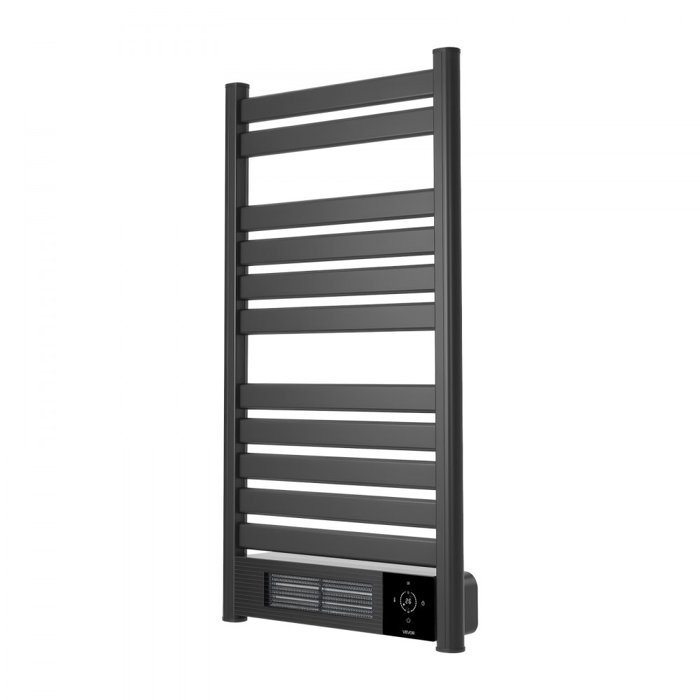 VEVOR elektrische badkamerradiator, 11 stangen, handdoekradiator, 550x1015 mm, zwart, handdoekverwarmer, afstandsbediening en app met touchscreen, 0-24-uurs timer, temperatuurbereik van 5 tot 40 °C, IPX4 waterdicht