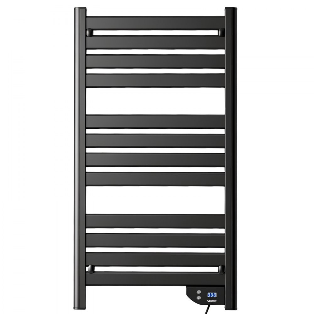 VEVOR elektrische badkamerradiator, 12 stangen, handdoekradiator, 550x1025 mm, handdoekdroger met oververhittingsbeveiliging, verwarmings- en droogfunctie, touchscreen, timer, IPX4 waterdicht, wandmontage, zwart