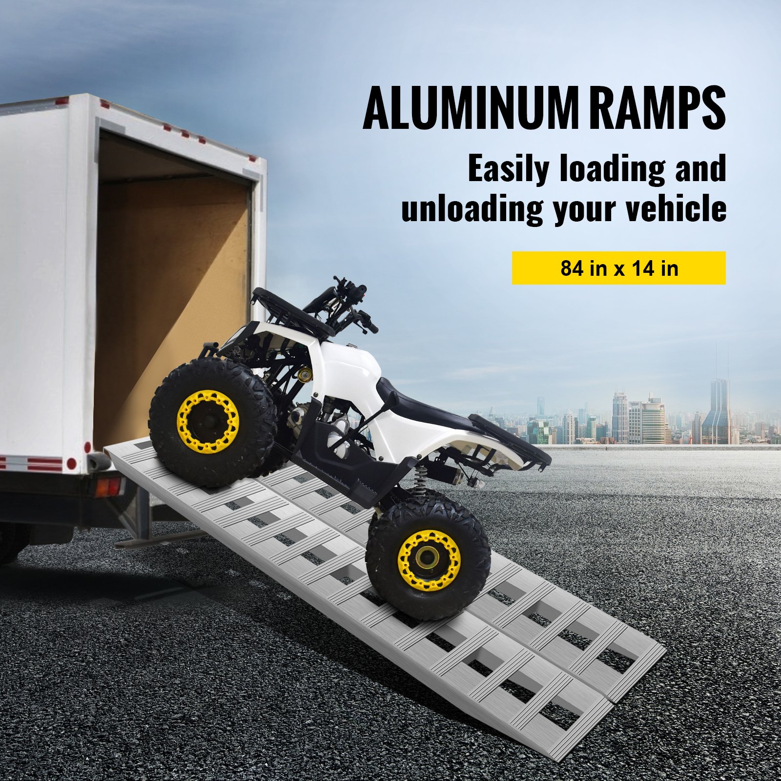 VEVOR aluminium oprijplaten van 84 x 14 inch, draagvermogen 2722 kg, geschikt voor autoaanhangers, vrachtwagens en ATV's, 1 paar, 2 oprijplaten