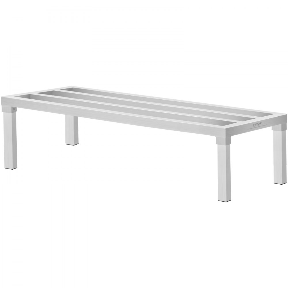 VEVOR Aluminium opbergrek, 48 x 20 inch, commercieel vloerrek voor voedselopslag, 12 inch boven de grond, draagvermogen van 1800 lbs, volledig gelast aluminium opbergrek, voor opslag in restaurants, keukens, garages en voertuigen