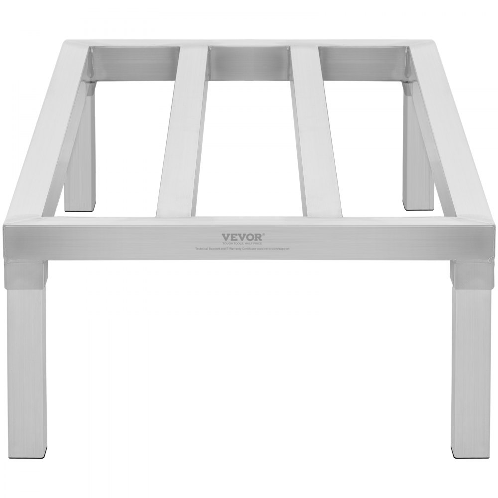 VEVOR Aluminium opbergrek, 48 x 20 inch, commercieel vloerrek voor voedselopslag, 12 inch boven de grond, draagvermogen van 1800 lbs, volledig gelast aluminium opbergrek, voor opslag in restaurants, keukens, garages en voertuigen