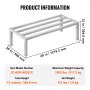 VEVOR Aluminium opbergrek, 48 x 20 inch, commercieel vloerrek voor voedselopslag, 12 inch boven de grond, draagvermogen van 1800 lbs, volledig gelast aluminium opbergrek, voor opslag in restaurants, keukens, garages en voertuigen