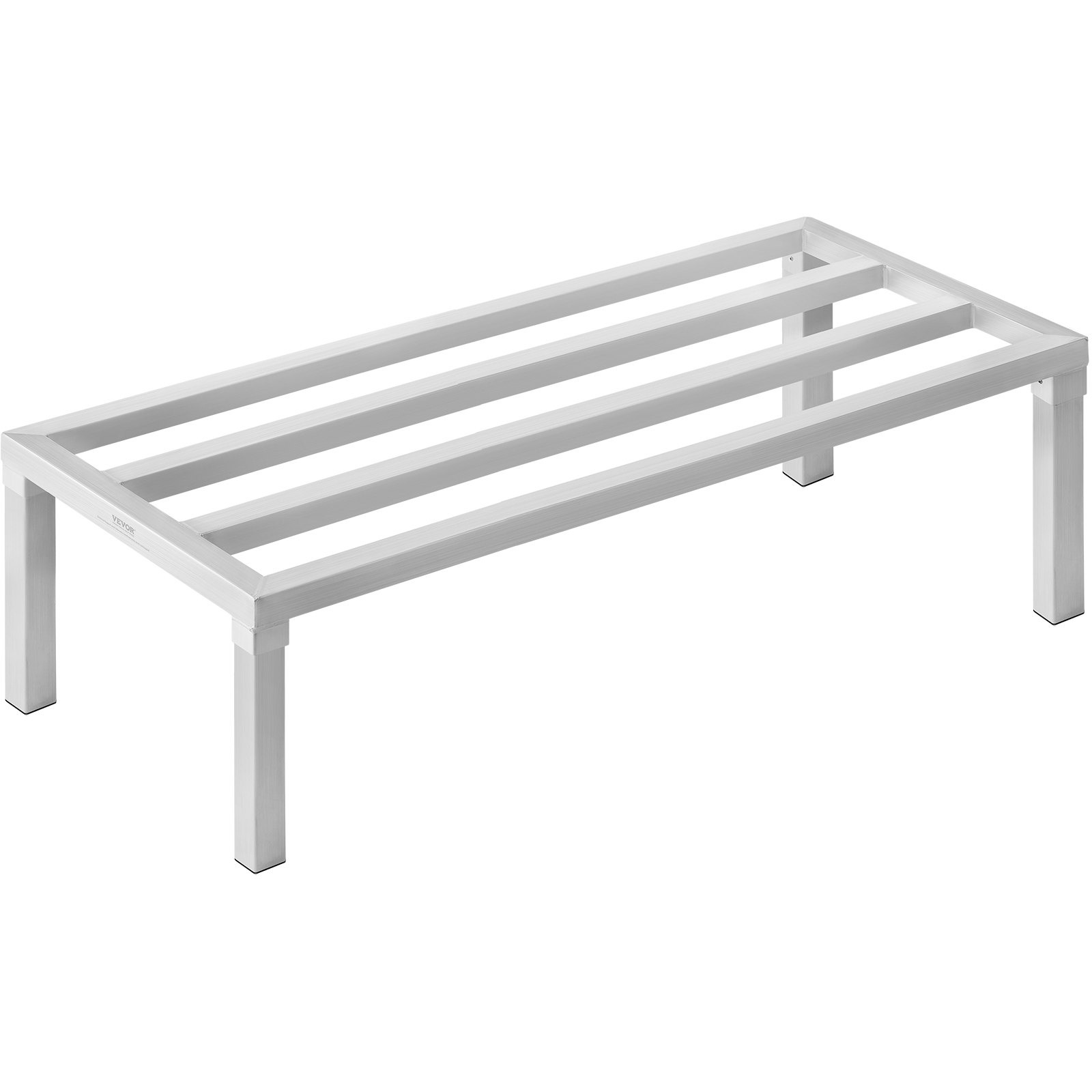 VEVOR Aluminium opbergrek, 48 x 20 inch, commercieel vloerrek voor voedselopslag, 12 inch boven de grond, draagvermogen van 1800 lbs, volledig gelast aluminium opbergrek, voor opslag in restaurants, keukens, garages en voertuigen