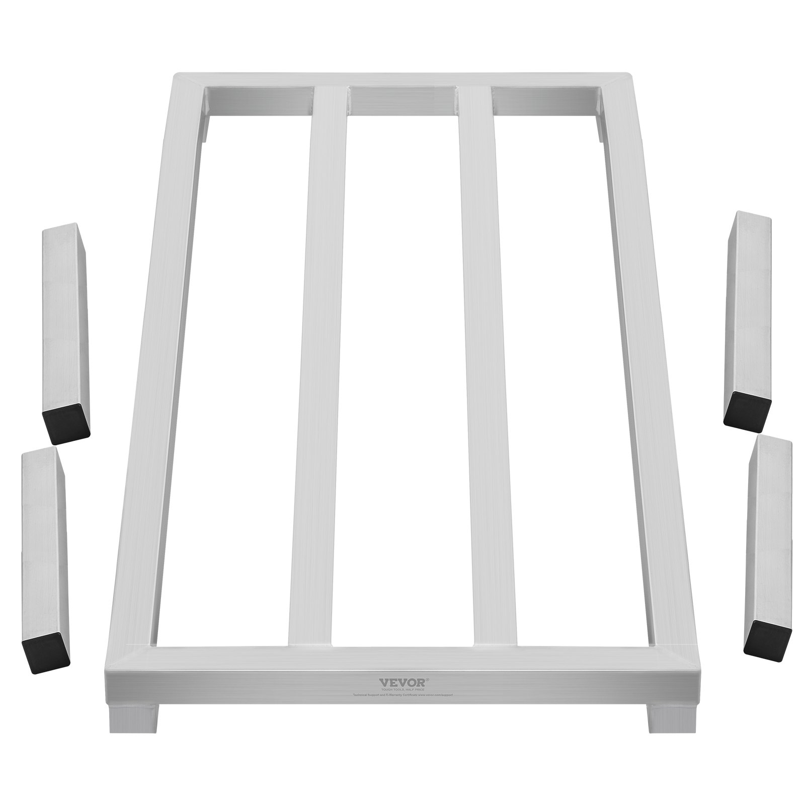 VEVOR Aluminium opbergrek, 48 x 20 inch, commercieel vloerrek voor voedselopslag, 12 inch boven de grond, draagvermogen van 1800 lbs, volledig gelast aluminium opbergrek, voor opslag in restaurants, keukens, garages en voertuigen