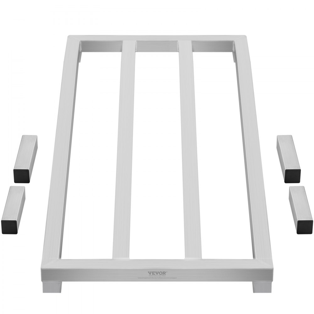 VEVOR Aluminum Dunnage Rack, 48” x 20” Commercial Food Floor Rack, 8” Off the Floor, 1800 lbs Capacity All-Welded Aluminum Storage Rack, for Storage in Restaurants, Kitchens, Garages and Vehicles